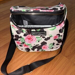 Betsey Johnson Floral Cow Print lunch bag